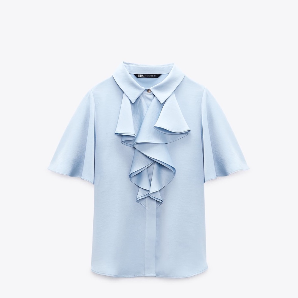 Zara Ruffled Effect Satin Shirt (NWT)